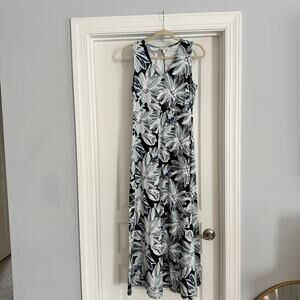 Talbots Floral Maxi Dress Sleeveless Size Small Jersey Tropical Beach Island